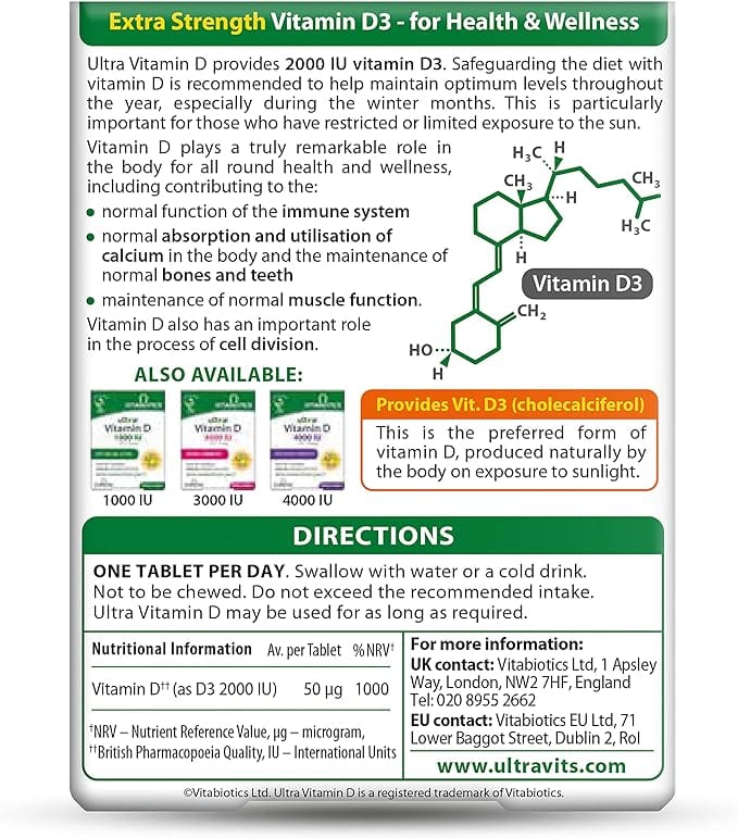 Vitabiotics Ultra Vitamin D3 2,000IU (96) Immune System