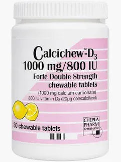 Calcichew D3 Forte Double Strength 1000mg/800 IU Chewable Tablets 30 Joints and Bones Calcichew D3 Forte Double Strength 1000mg/800 IU Chewable Tablets (30) | Lir Pharmacy