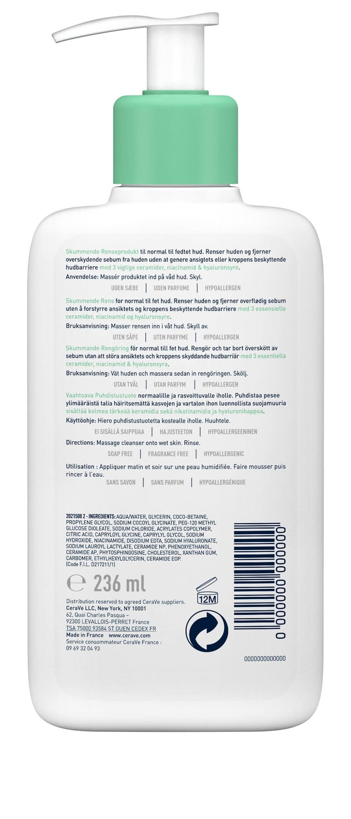 CeraVe Foaming Cleanser (236ml) Make Up Accessories