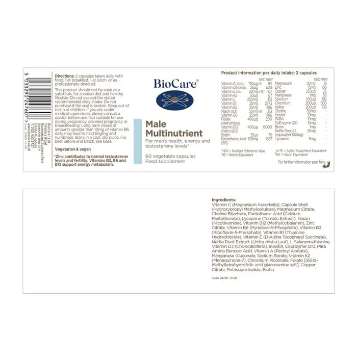 Male Multinutrient | Biocare (60) Mens Health