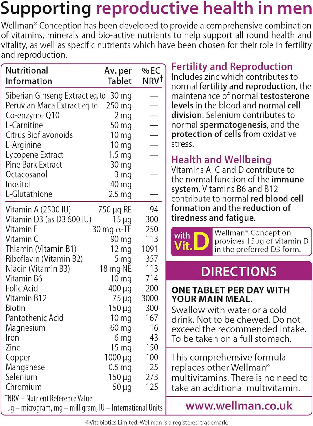 Vitabiotics Wellman Conception (30) Mens Health