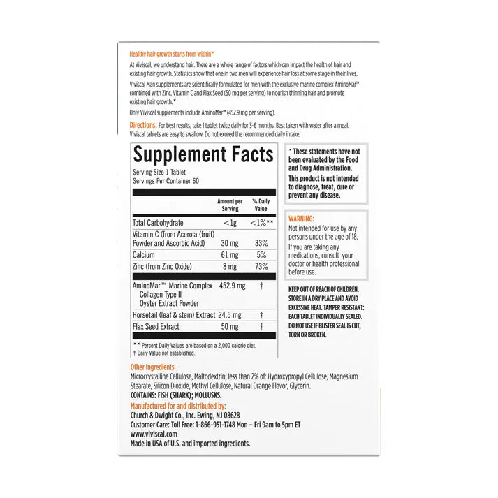 Viviscal Man Hair Supplement 180 Tablets Mens Health Viviscal Man Hair Supplement 180 Tablets | 3 Month Supply Ireland