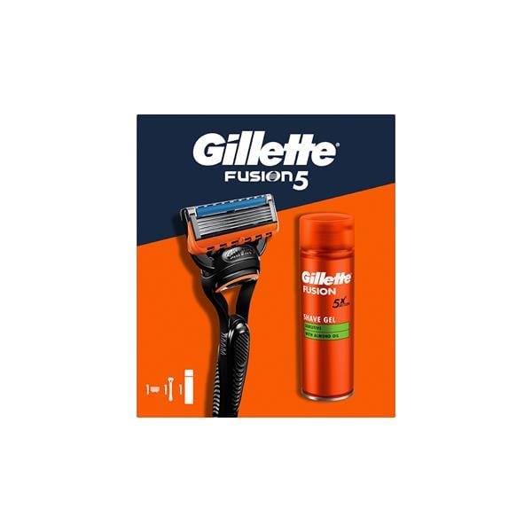 Gillette Fusion 5 Razor & Gel 200ml Set Mens Toiletries Gillette Fusion 5 Razor & Gel 200ml Set