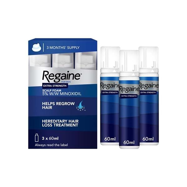 Regaine Extra Strength Scalp Foam 3 Months (3x60g) Mens Toiletries