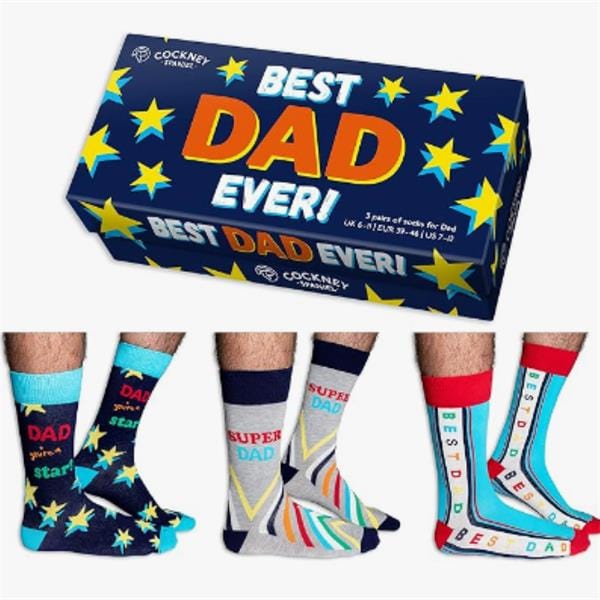 Sock Academy Best Dad Ever Set 3 Socks Mens Toiletries Sock Academy Best Dad Ever Set 3 Socks