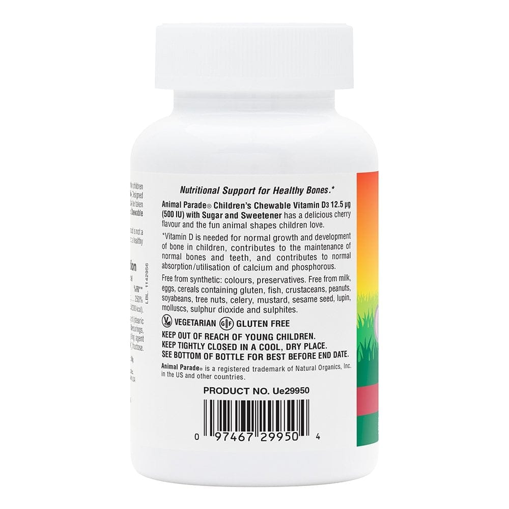 Animal Parade Vitamin D3 500IU Children’s Chewable 90 Tablets Multi Vitamins Animal Parade Vitamin D3 500IU Children’s Chewable 90 | Kids Vitamin D Ireland