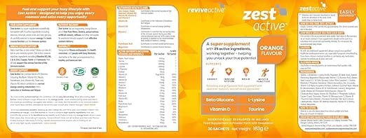 Revive Active Zest Active Orange 30 Sachets Ireland Multi Vitamins Revive Active Zest Active 30 Sachets Ireland | Energy Support Supplement