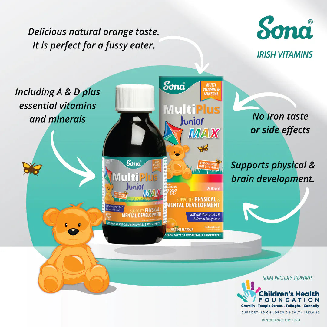 Sona MultiPlus Junior (200ml) Multi Vitamins Sona MultiPlus Junior Tonic 200ml | Children’s Liquid Multivitamin Ireland