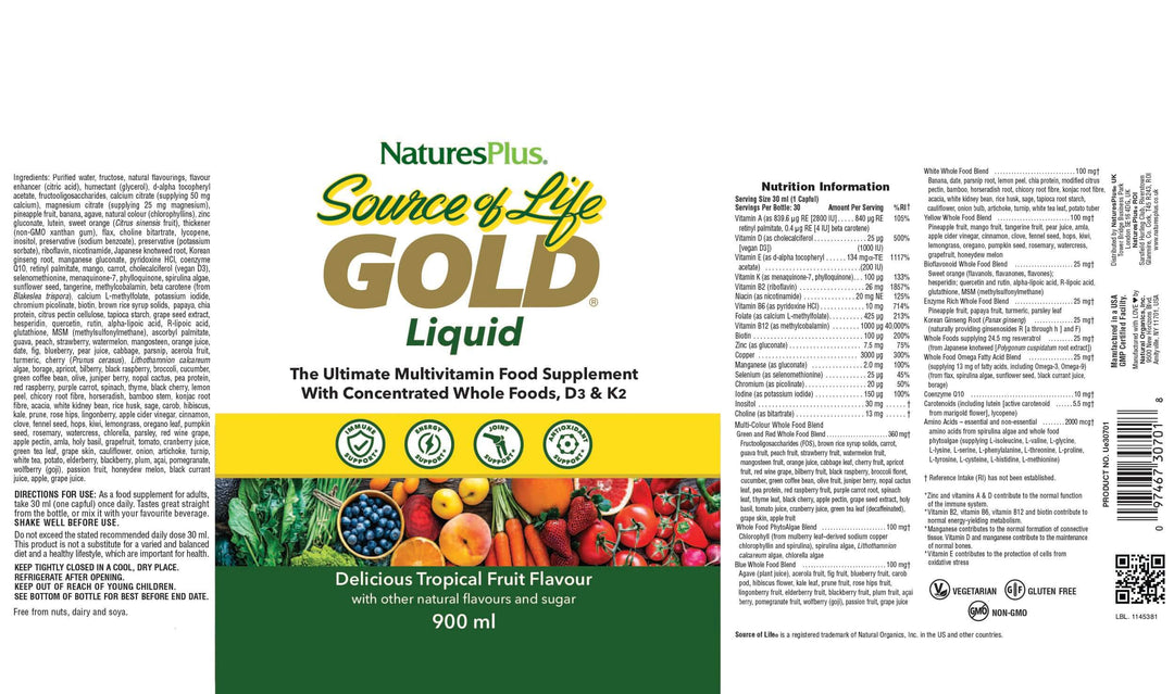 Source of Life Gold MultiVitamin Liquid 900ml Multi Vitamins Source of Life Gold Liquid Multivitamin 900ml | High Strength Daily Multi Ireland