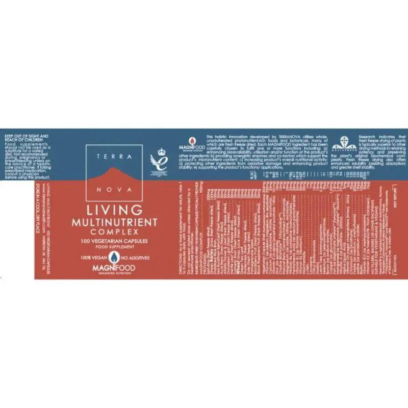 Terranova Living Multi-Nutrient Complex 100 Capsules Multi Vitamins Terranova Living Multi-Nutrient Complex Capsules (100) | Full Spectrum Support Ireland