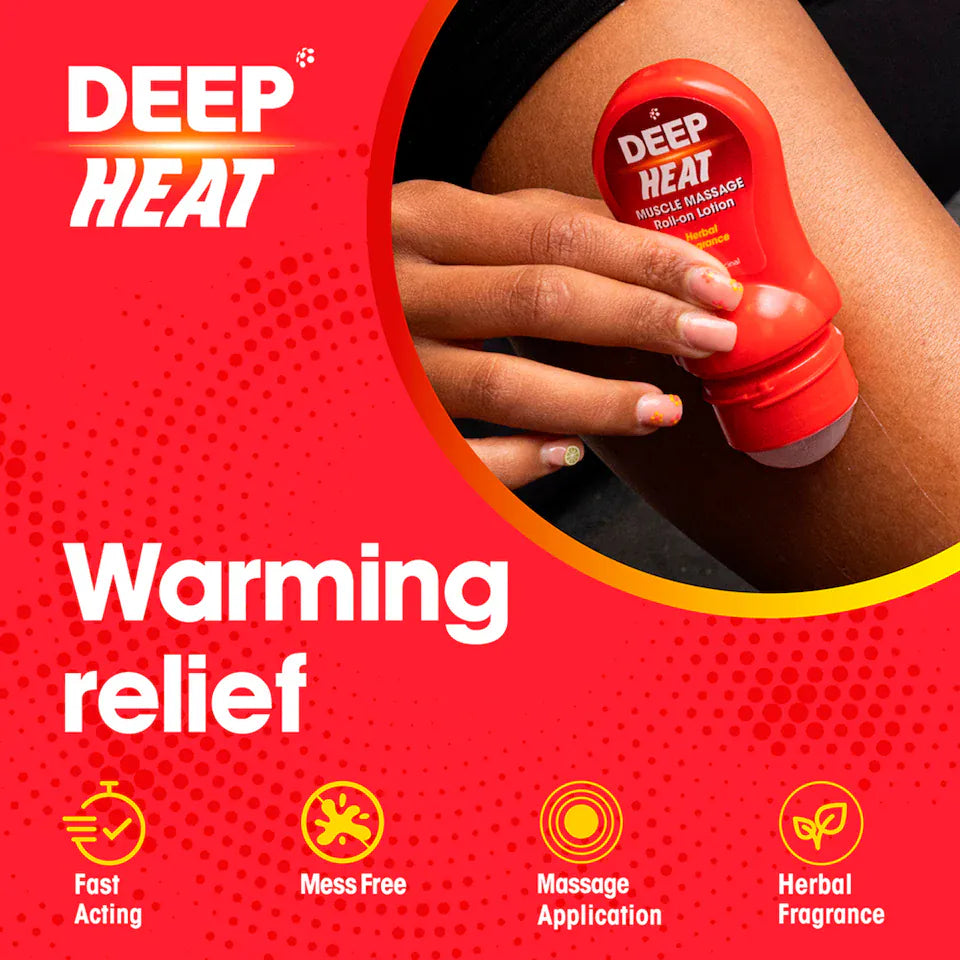 Deep Heat Muscle Massage Roll On 50ml Pain Relief Deep Heat Muscle Massage Roll On 50ml | Warming Muscle Relief Ireland