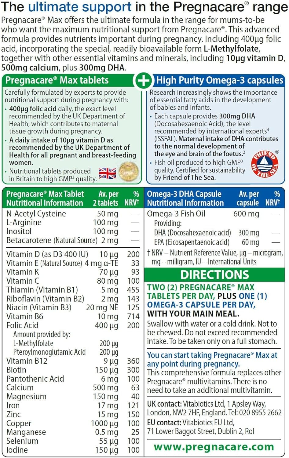 Vitabiotics Pregnacare Max (56/28) Pregnancy Supplements