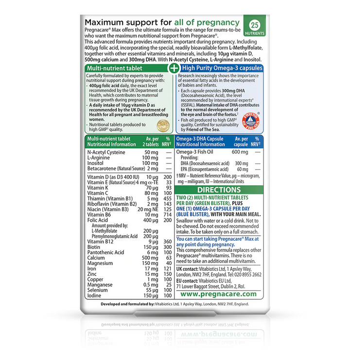 Vitabiotics Pregnacare Max 56 Tablets &amp; 28 Capsules Pregnancy Supplements Vitabiotics Pregnacare Max 56 Tablets &amp; 28 Capsules | Pregnancy Vitamins Ireland
