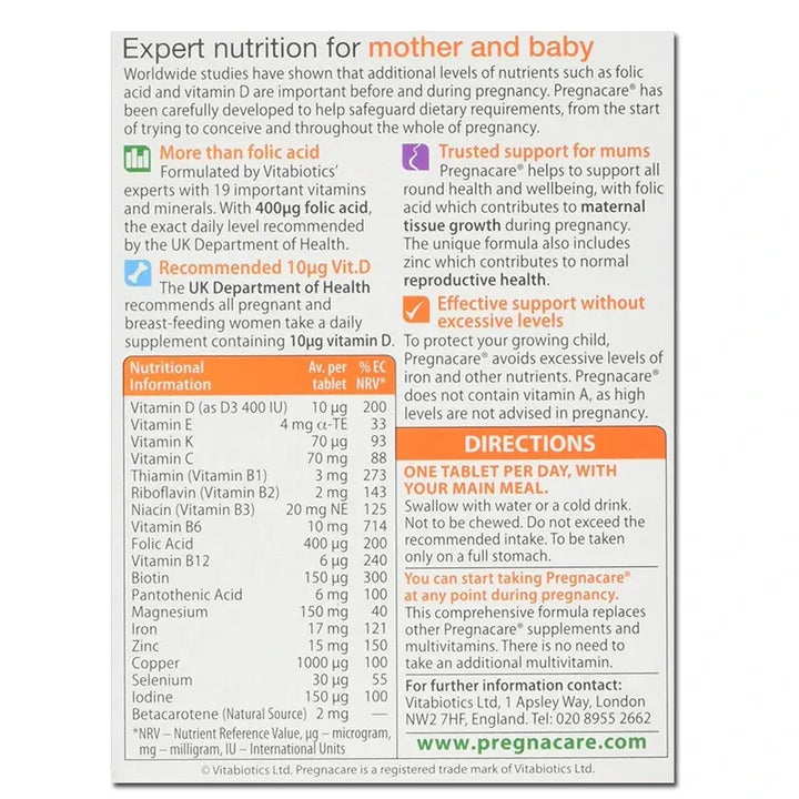 Vitabiotics Pregnacare Original 90 Tablets Pregnancy Supplements Vitabiotics Pregnacare Original 90 Tablets | Pregnancy Vitamins Ireland