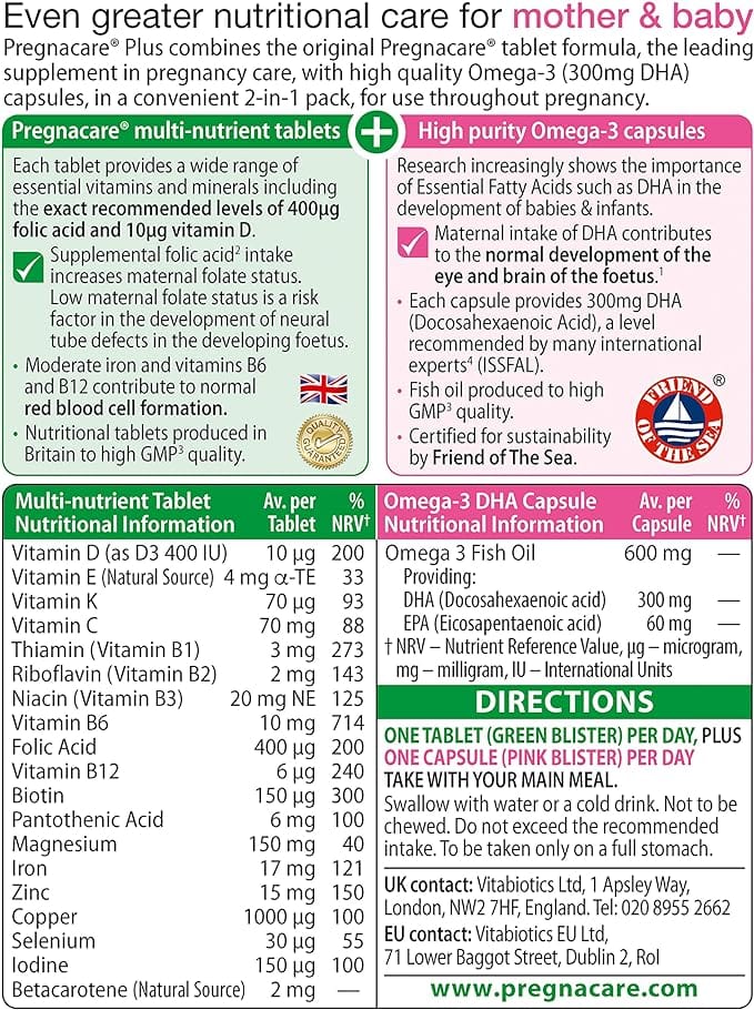 Vitabiotics Pregnacare Plus Omega 3 (56) Pregnancy Supplements