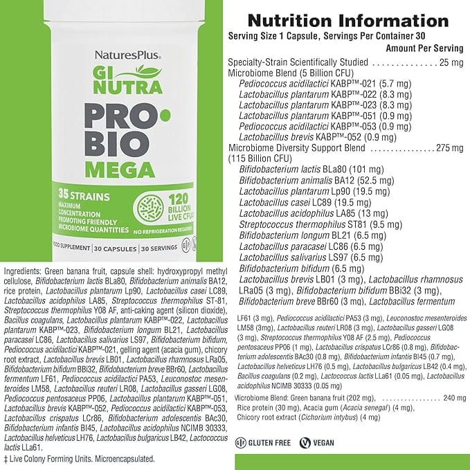 Natures Plus GI Natural Probiotic Mega 30 Probiotics Natures Plus GI Natural Probiotic Mega 30
