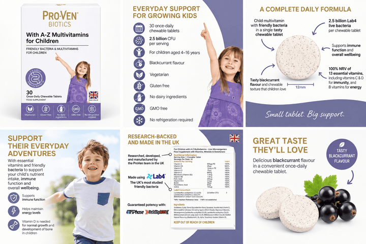 ProVen Biotics A-Z Multivitamins for Children 30 Chewable Tablets Probiotics Pro-Ven A-Z Multivitamins for Children 30 | Lir Pharmacy