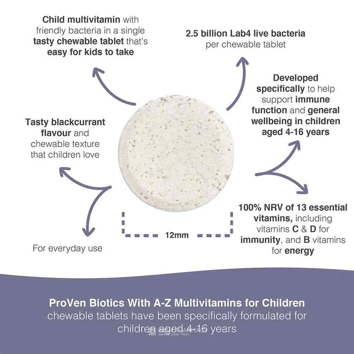 ProVen Biotics A-Z Multivitamins for Children 30 Chewable Tablets Probiotics Pro-Ven A-Z Multivitamins for Children 30 | Lir Pharmacy