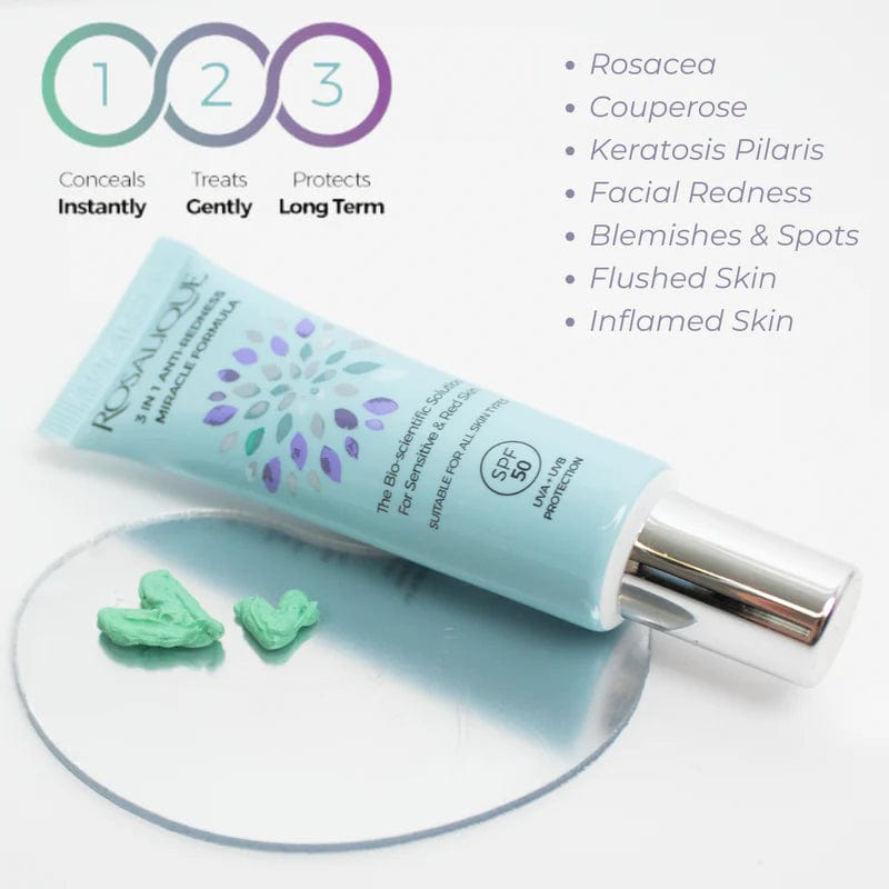 Rosalique 3-in-1 Anti Redness Miracle Formula SPF50 30ml Problem Skin Rosalique Ireland Stockists | Anti Redness Formula 30ml