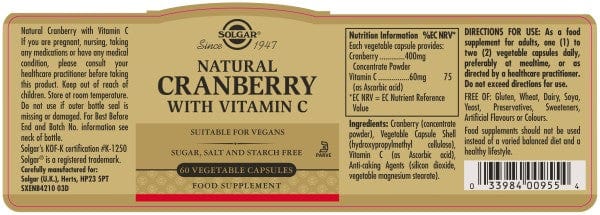 Solgar Natural Cranberry with Vitamin C (60) Sensitive Conditions