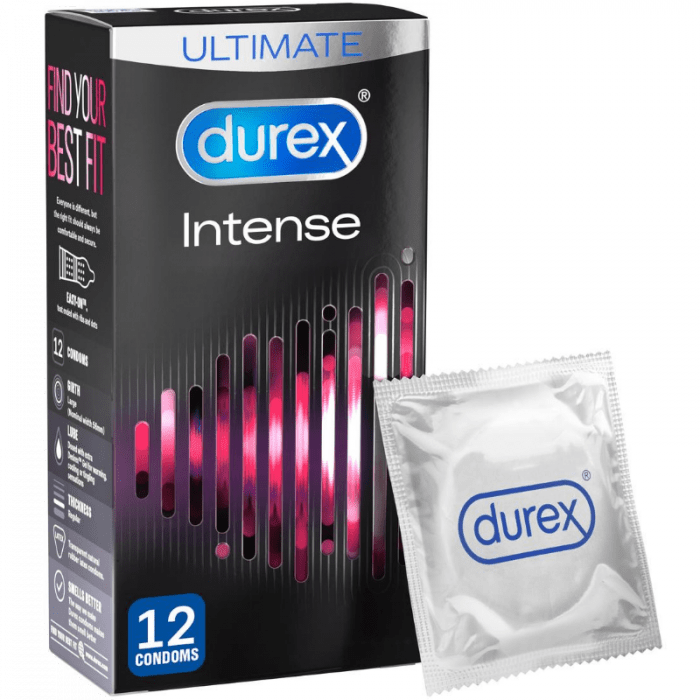 Durex Intense Ribbed and Dotted Stimulating Condoms (12) Sexual Health