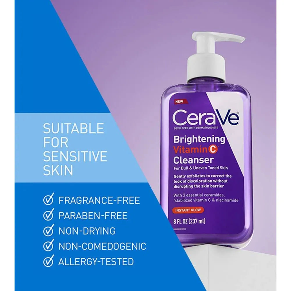 CeraVe Brightening Vitamin C Cleanser 236ml Skin Care CeraVe Brightening Vitamin C Cleanser 236ml | Lir Pharmacy