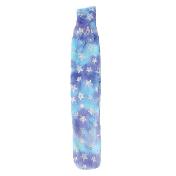 De Vielle Covered Long Hot Water Bottle Blue With Silver Stars SKIN CARE De Vielle Covered Long Hot Water Bottle Blue With Silver Stars