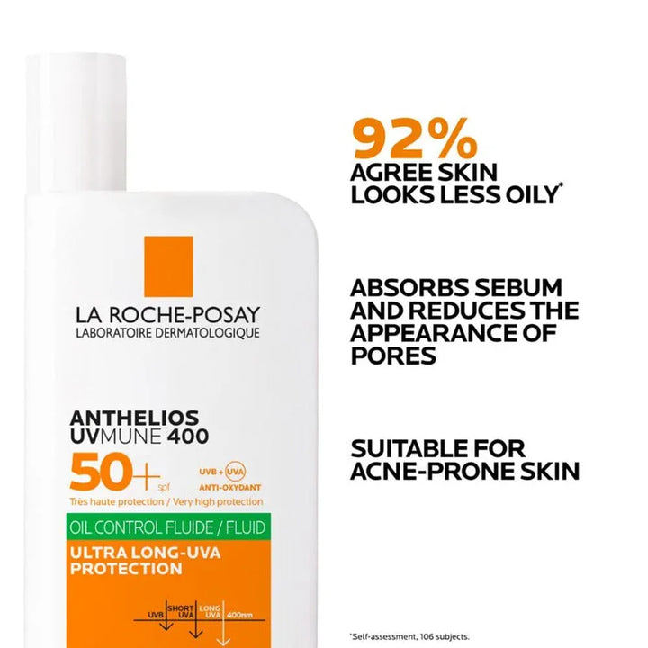 La Roche-Posay Anthelios UVMune 400 Oil Control Fluid SPF50+ 50ml Skin Care La Roche-Posay UVMune 400 Oil Control SPF50+ 50ml | Lir Pharmacy