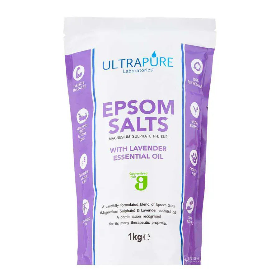 Ultrapure Epsom Salts With Lavender Essential Oil 1kg SKIN CARE Ultrapure Epsom Salts With Lavender Essential Oil 1kg