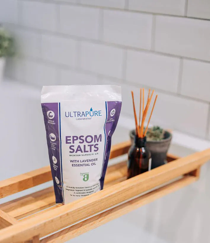 Ultrapure Epsom Salts With Lavender Essential Oil 1kg SKIN CARE UltraPure Epsom Salts with Lavender Essential Oil 1kg | Bath Soak Ireland
