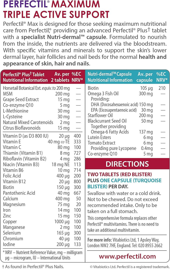 Vitabiotics Perfectil Max Dual Pack (56 & 28) Skin Hair and Nails Vitabiotics Perfectil Max Dual Pack (56 & 28)