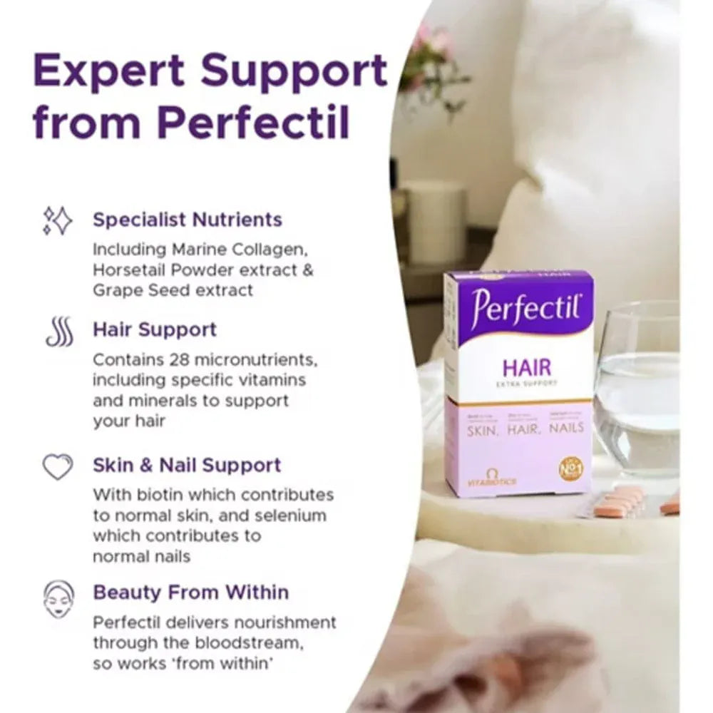Vitabiotics Perfectil Plus Hair 60 Tablets Skin Hair and Nails Vitabiotics Perfectil Plus Hair 60 Tablets | Hair Support Ireland