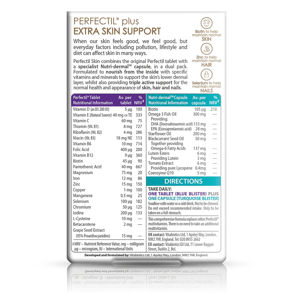 Vitabiotics Perfectil Skin 28 Tablets Skin Hair and Nails Vitabiotics Perfectil Skin 28 Tablets | Skin Support Ireland