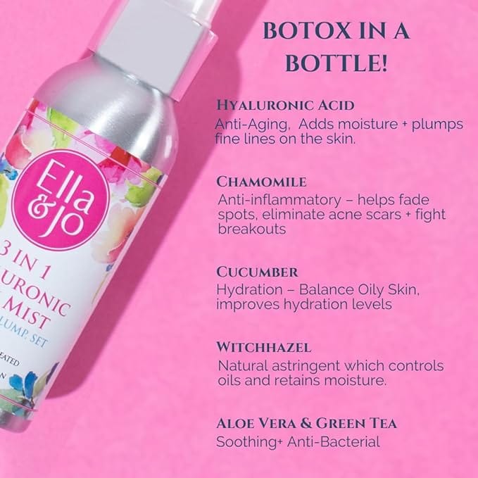 Ella & Jo 3 in 1 Hyaluronic Skin Mist 100ml Skincare and Body