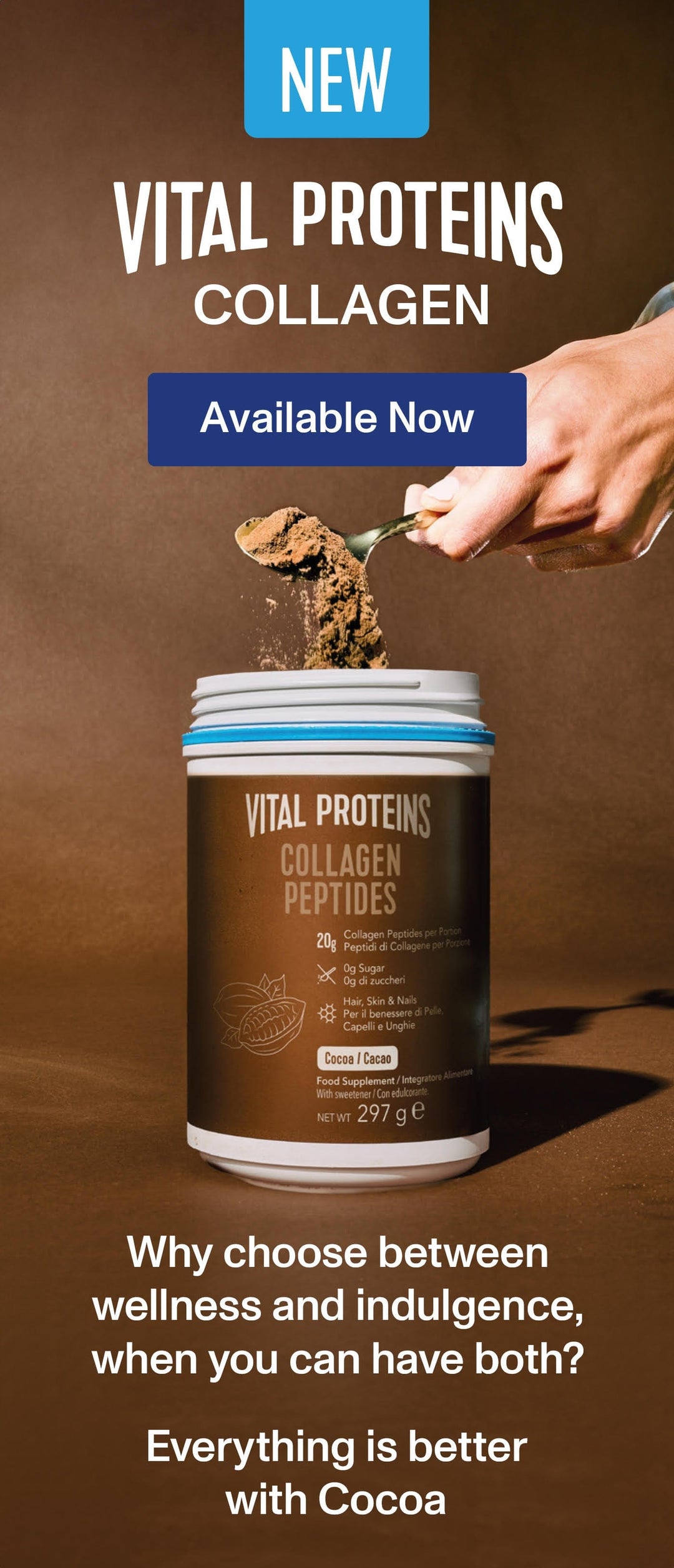 Vital Proteins Original Collagen Peptides Cocoa Flavour 297g Skincare and Body Vital Proteins Original Collagen Peptides Cocoa Flavour 297g