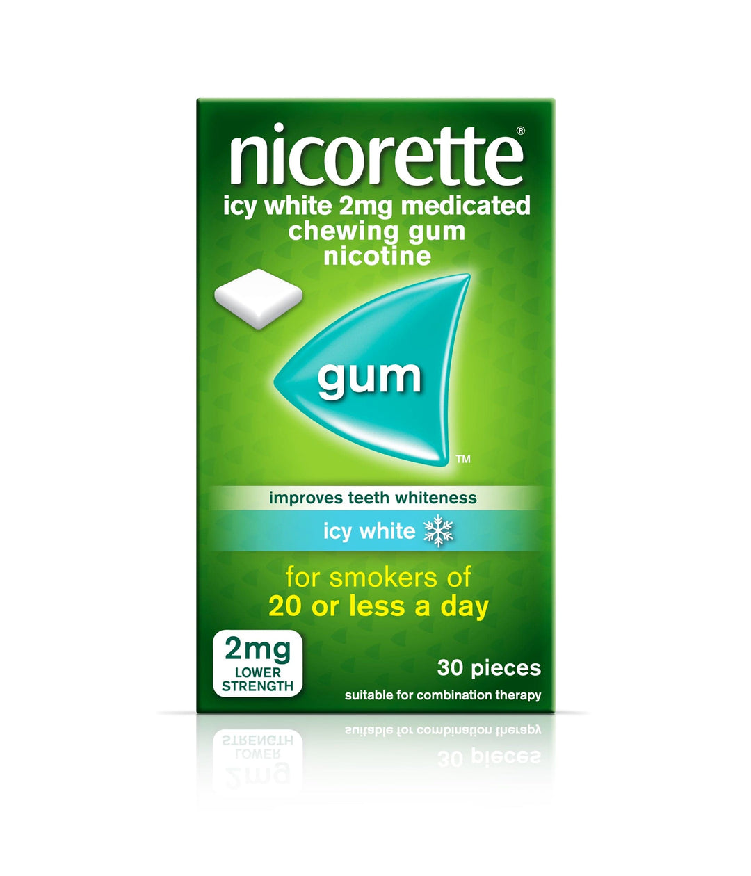 Nicorette - 2mg Nicotine Icy White Gum (30) Smoking Cessation PA0330/037/008