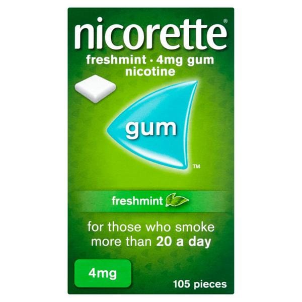 Nicorette 4mg Freshmint Nicotine Gum 105 Pieces Smoking Cessation Nicorette 4mg Freshmint Gum 105 | Stop Smoking Aid