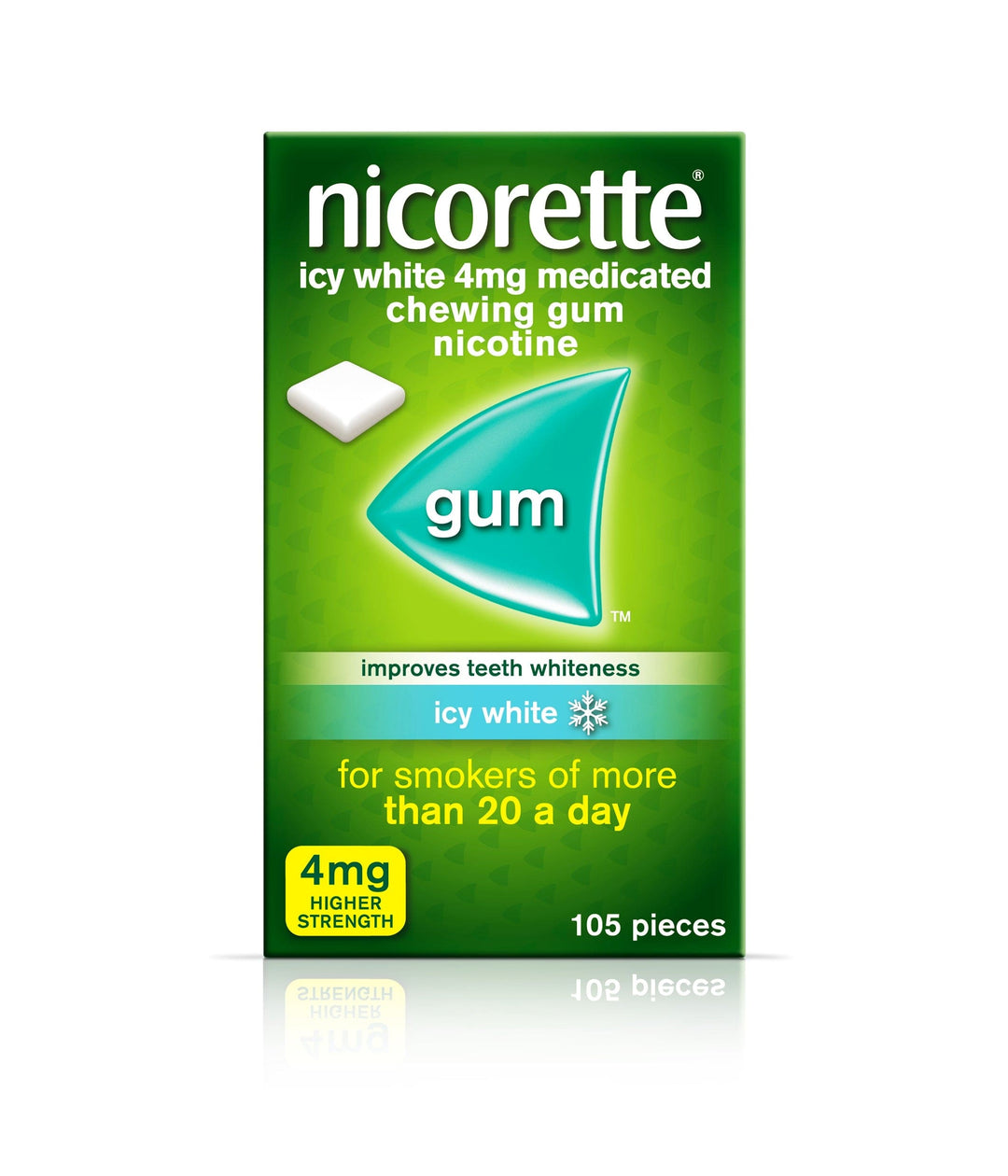 Nicorette 4mg Nicotine Icy White Gum (105) Smoking Cessation PA0330/037/009