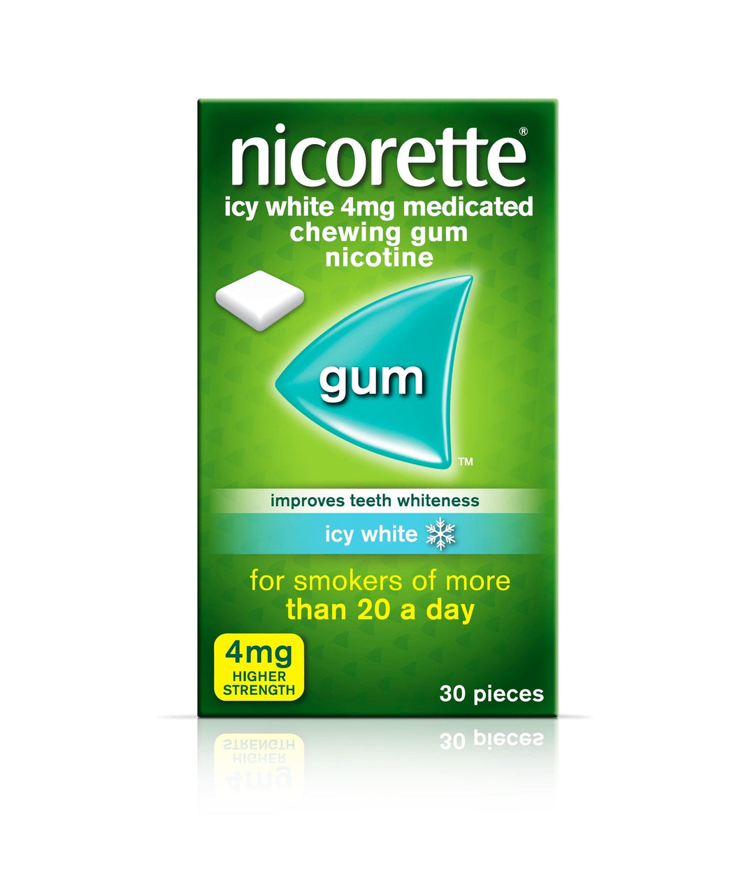 Nicorette 4mg Nicotine Icy White Gum (30) Smoking Cessation PA0330/037/009