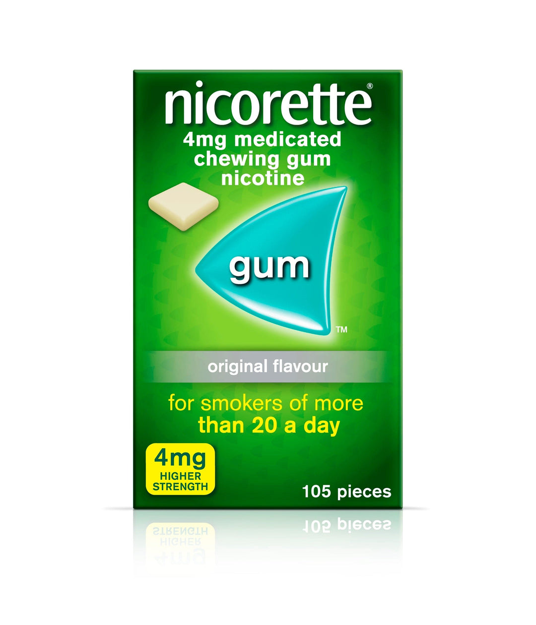 Nicorette 4mg Sugar Free Original Gum (105) Smoking Cessation PA0330/037/015