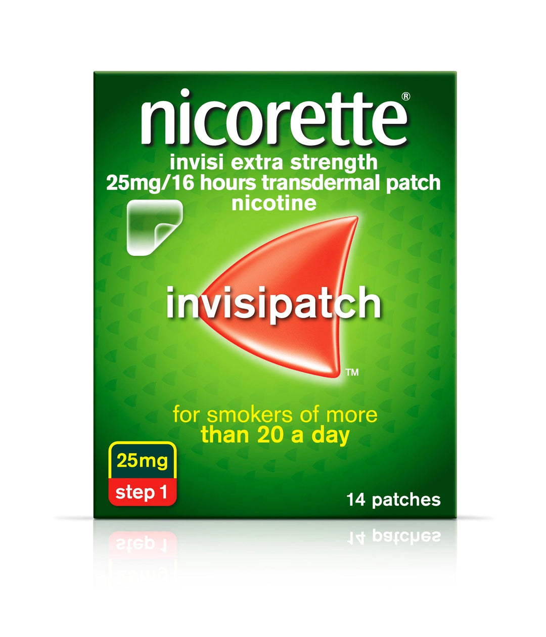 Nicorette Invisi Extra Strength 25mg Nicotine - Step 1 Patch (14) Smoking Cessation PA0330/037/007