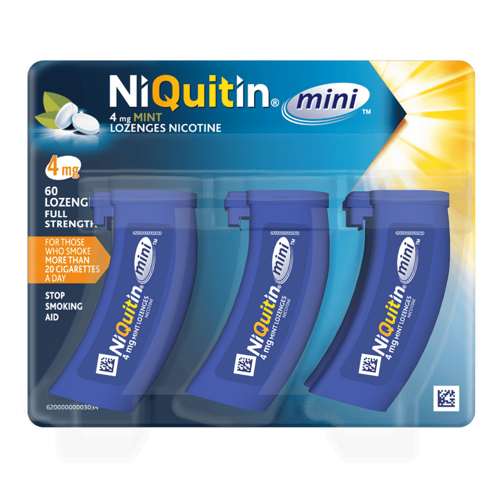 Niquitin 4mg Nicotine Mini Mint  Lozenges (60) Smoking Cessation PA1186/018/012