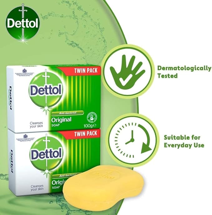 Dettol Original Bar Soap Twin Pack (2x100g) Soap and Hand Wash