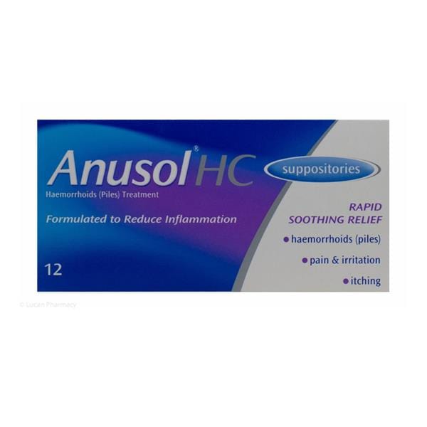 Anusol & Hydrocortisone Suppositories (12) Stomach and Bowels PA22647/002/002