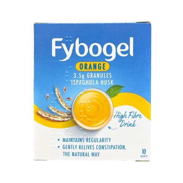 Fybogel Orange Natural Fibre Drink 10 Sachets Stomach and Bowels Fybogel Orange Natural Fibre Drink 10 Sachets | Constipation Relief