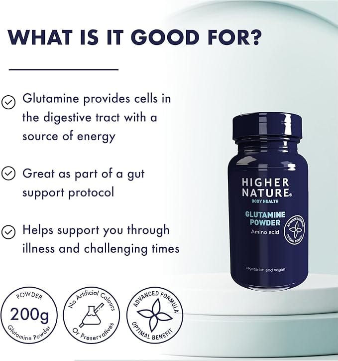 Higher Nature Glutamine Capsules (90) Stomach and Bowels