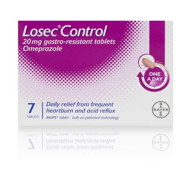 Losec Control 20mg Tablets (7) Stomach and Bowels