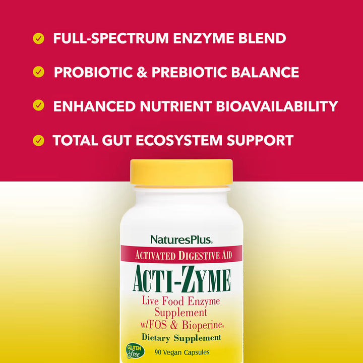 Natures Plus Acti-Zyme 90 Capsules Stomach and Bowels Natures Plus Acti-Zyme Capsules 90 | Digestive Enzyme Complex Ireland