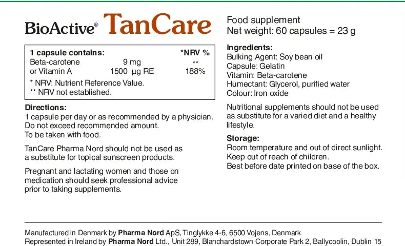 BioActive TanCare 60 Capsules Tanning BioActive TanCare 60 Capsules | Beta-Carotene Skin &amp; Tanning Support