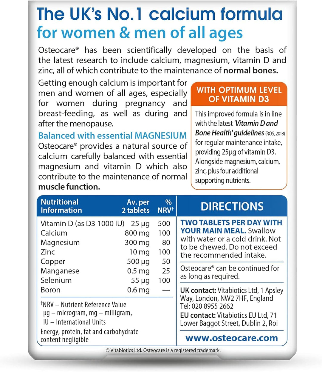 Vitabiotics Osteocare 30 Tablets